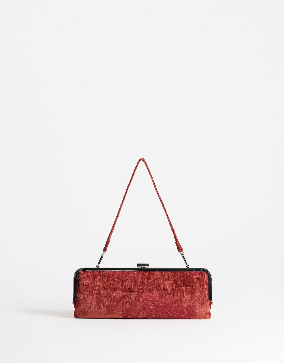 Topshop Poppy small rectangle clasp shoulder bag in burgundy