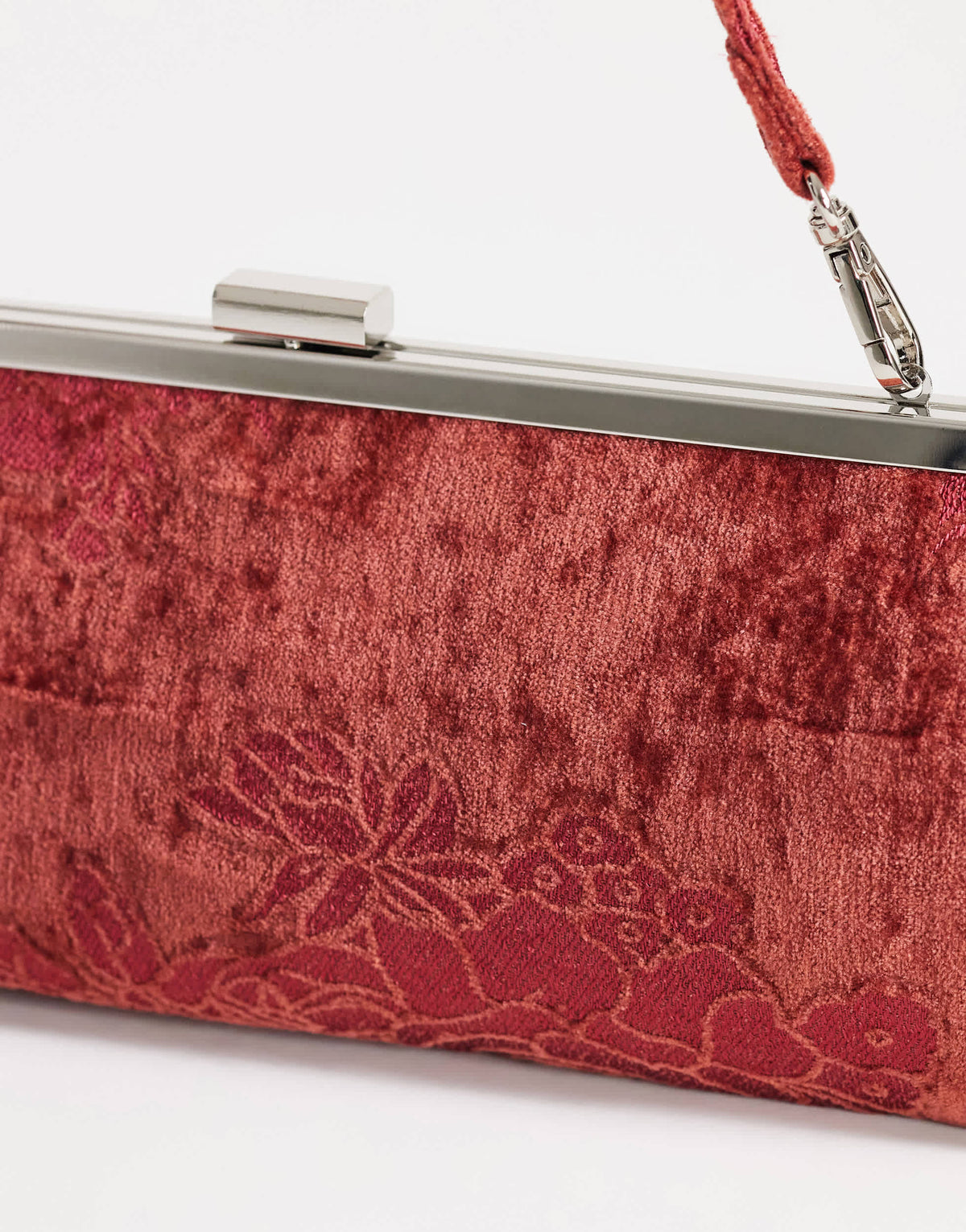 Topshop Poppy small rectangle clasp shoulder bag in burgundy