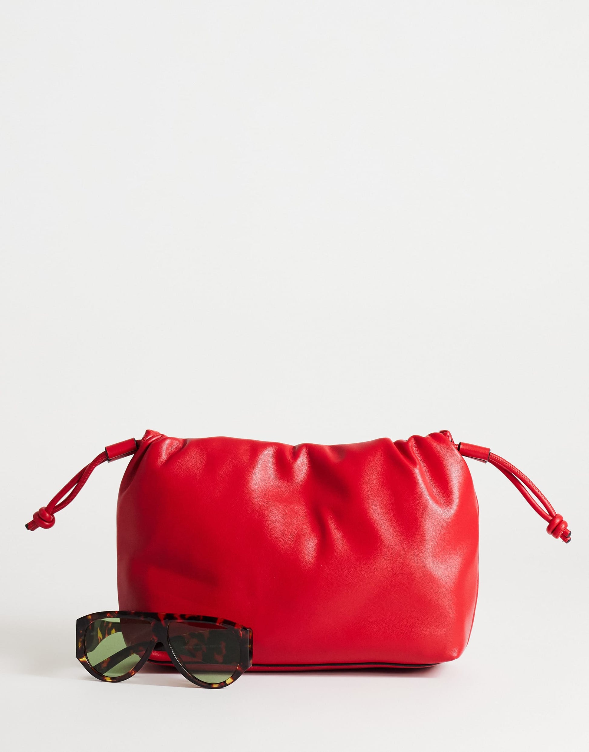 Topshop Celia medium ruched clutch bag in red