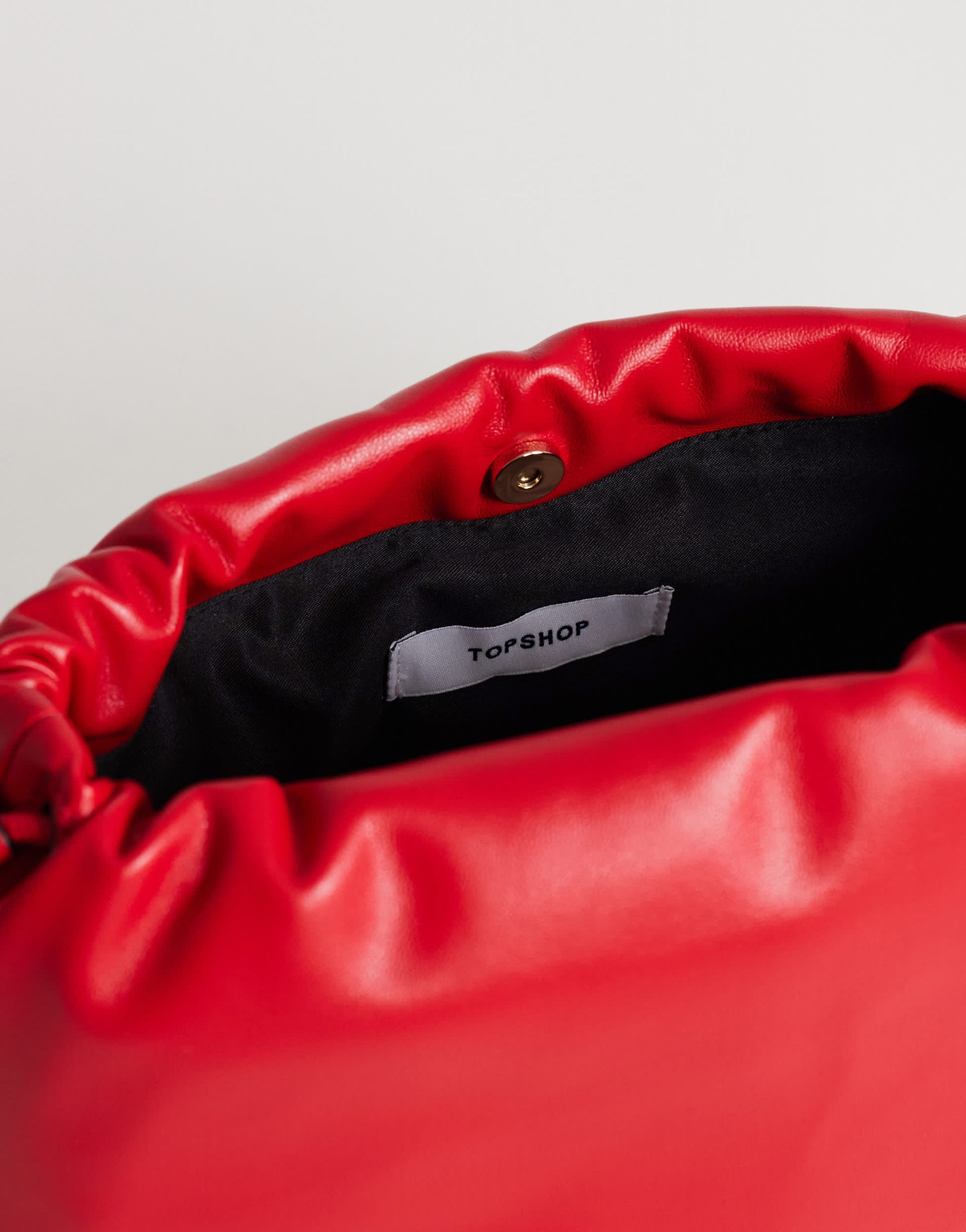 Topshop Celia medium ruched clutch bag in red