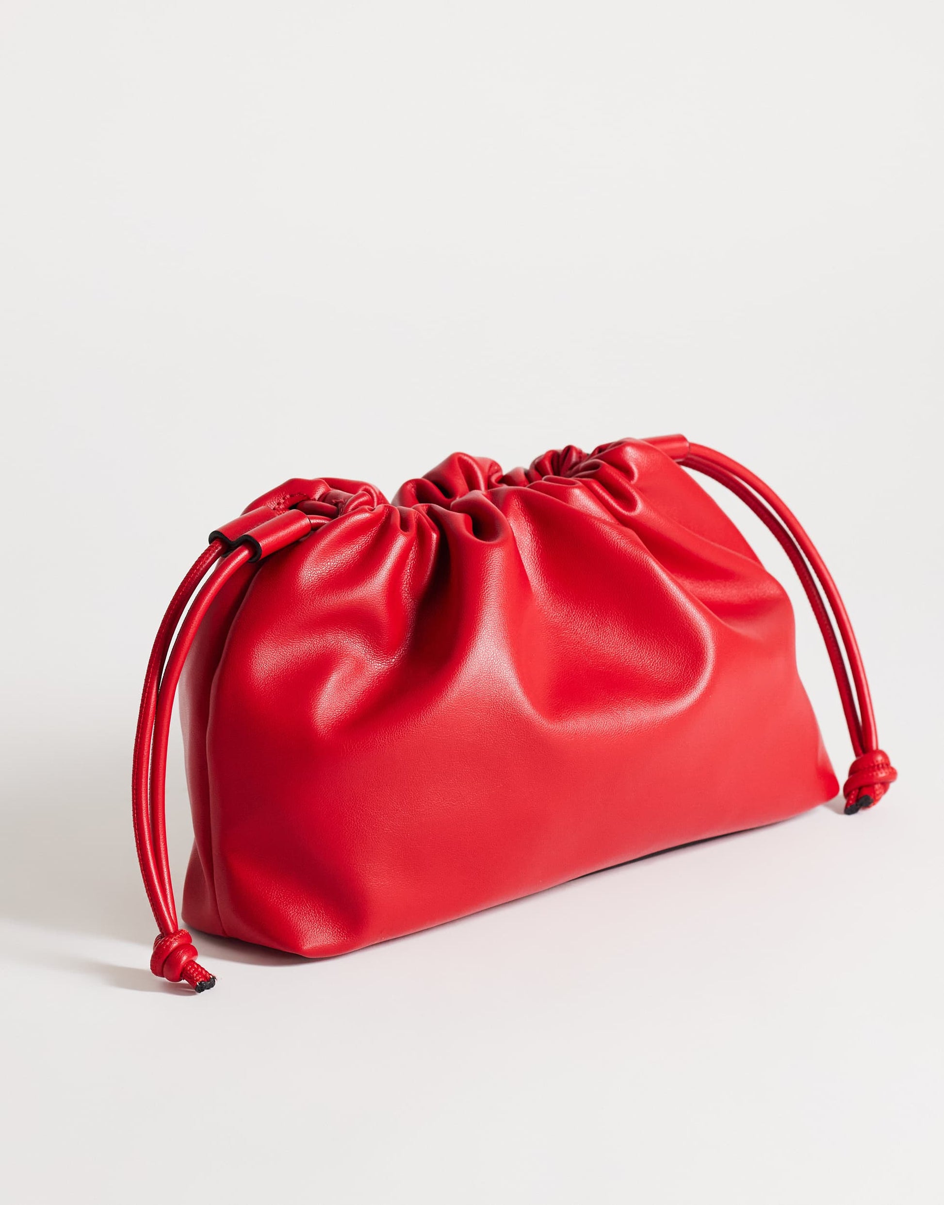 Topshop Celia medium ruched clutch bag in red