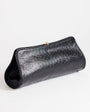 Topshop Alice medium clutch bag in black ostrich
