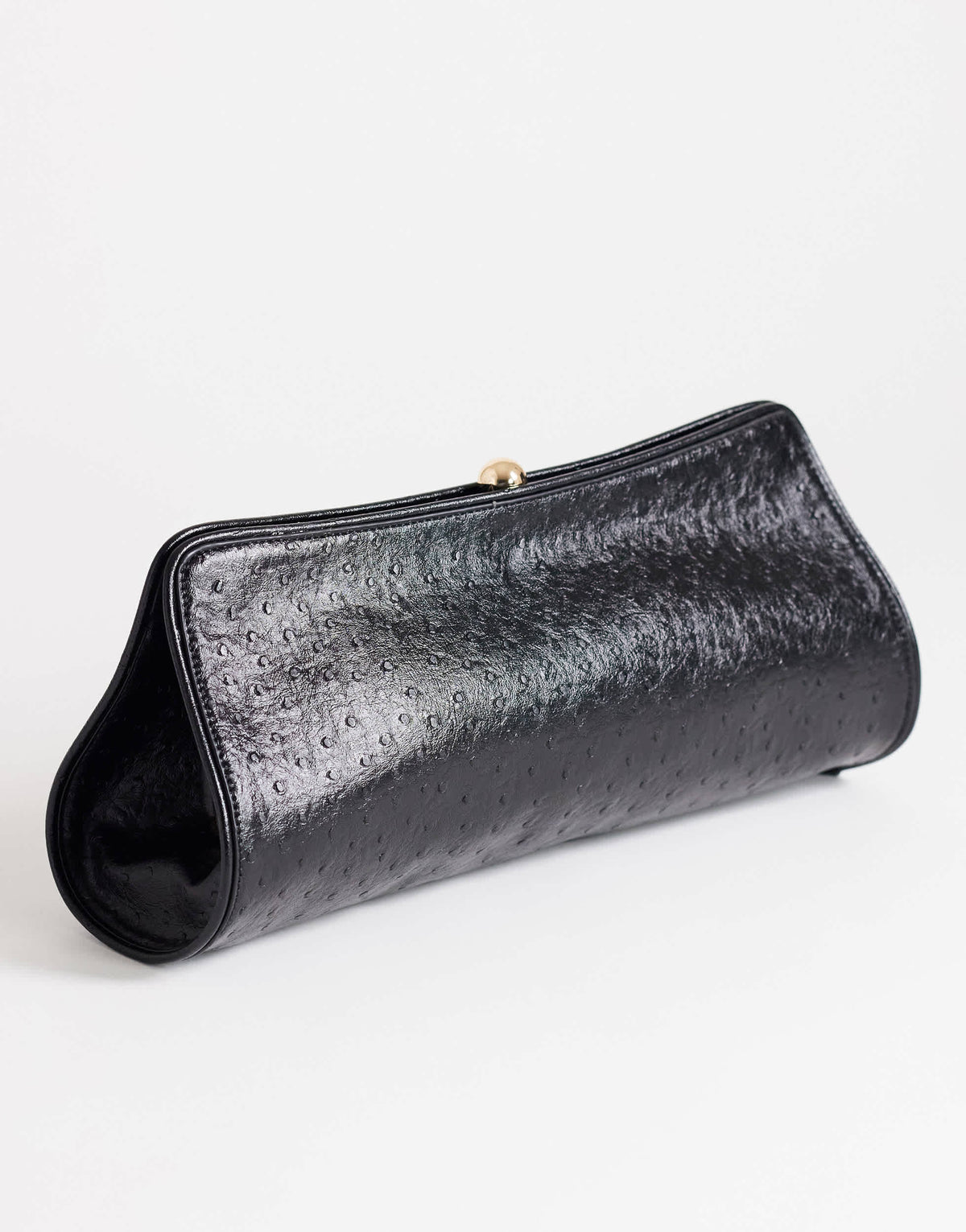 Topshop Alice medium clutch bag in black ostrich