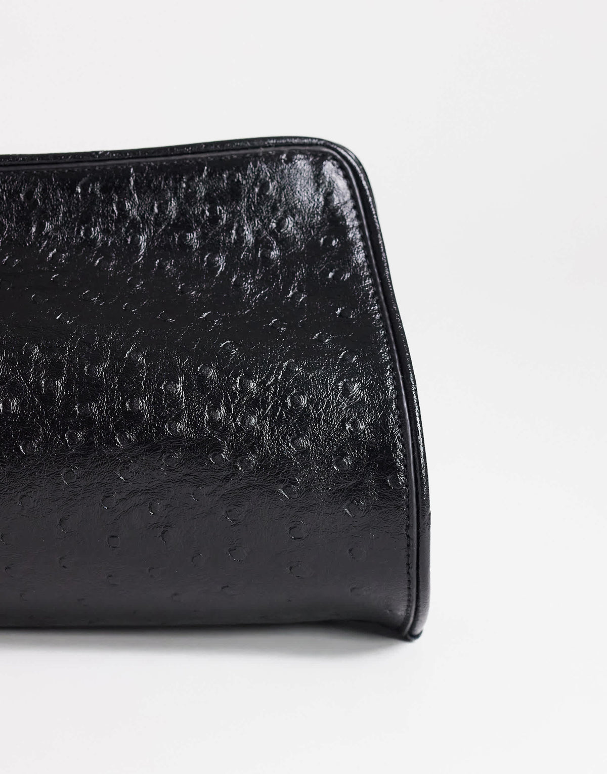 Topshop Alice medium clutch bag in black ostrich