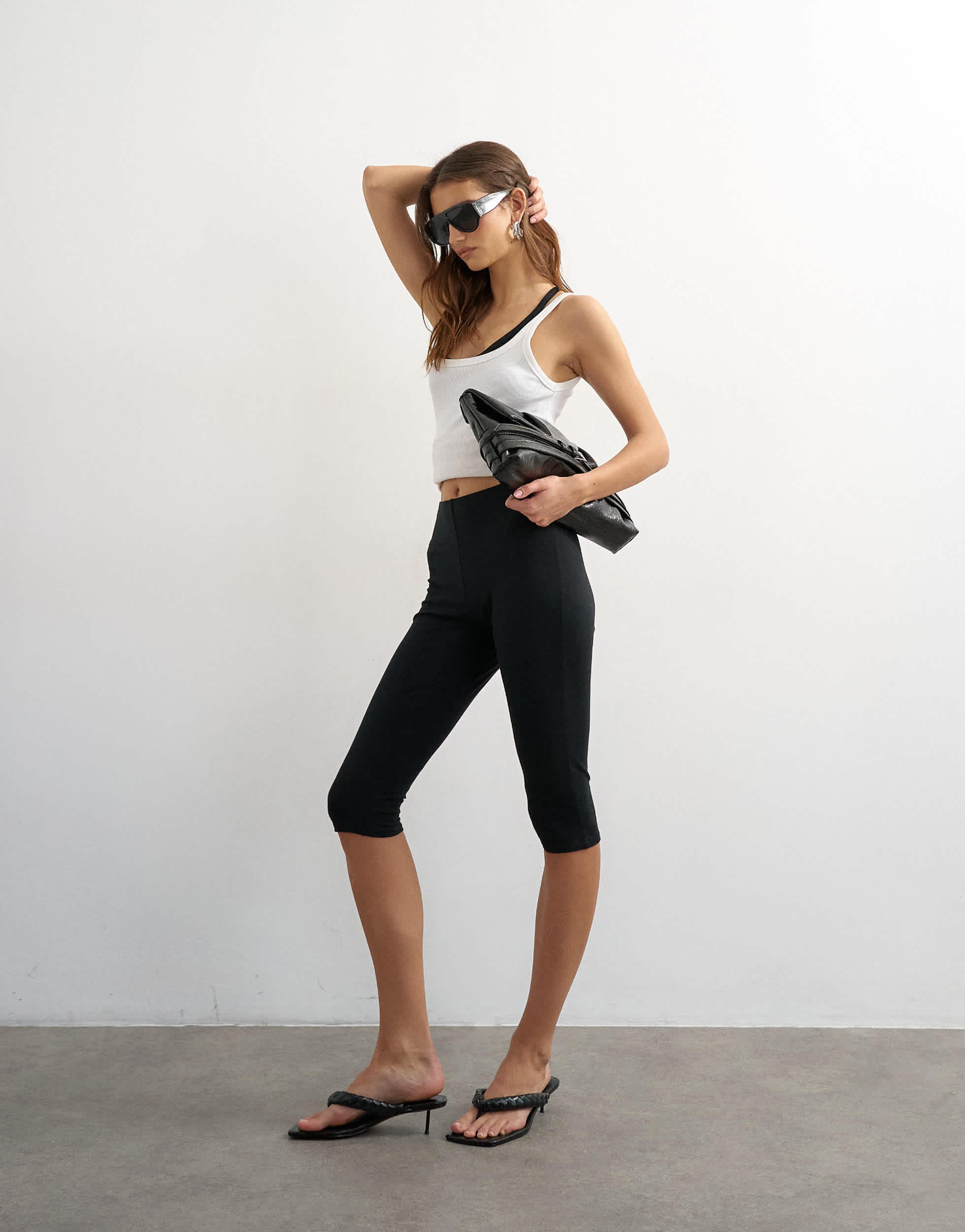 Topshop jersey capri leggings in black