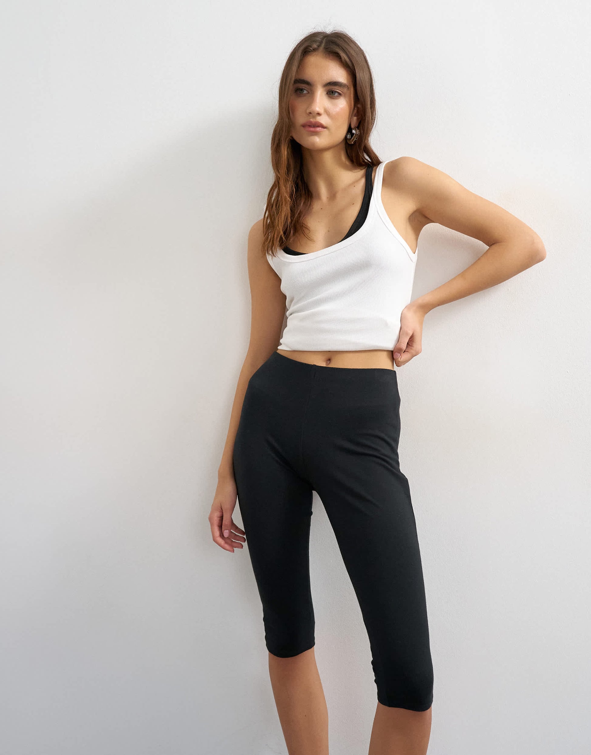 Topshop jersey capri leggings in black