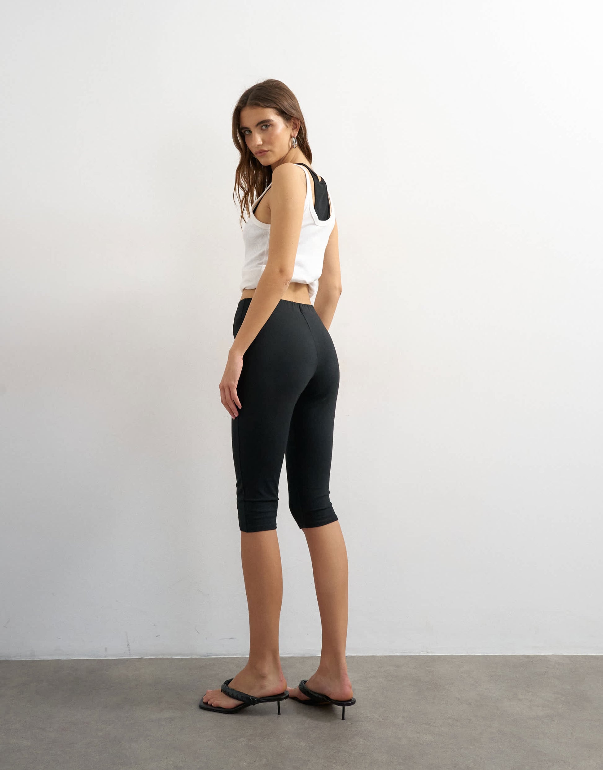 Topshop jersey capri leggings in black