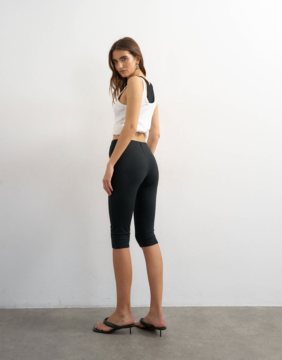 Topshop jersey capri leggings in black