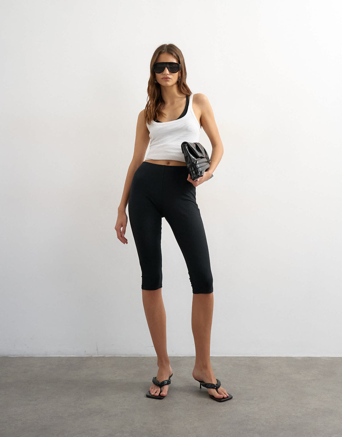 Topshop jersey capri leggings in black