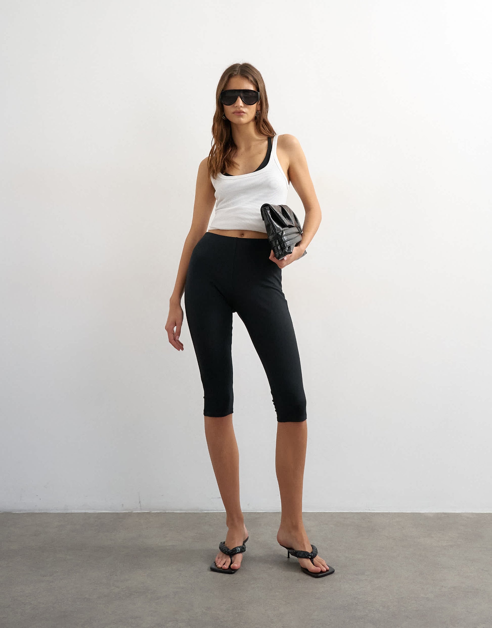Topshop jersey capri leggings in black