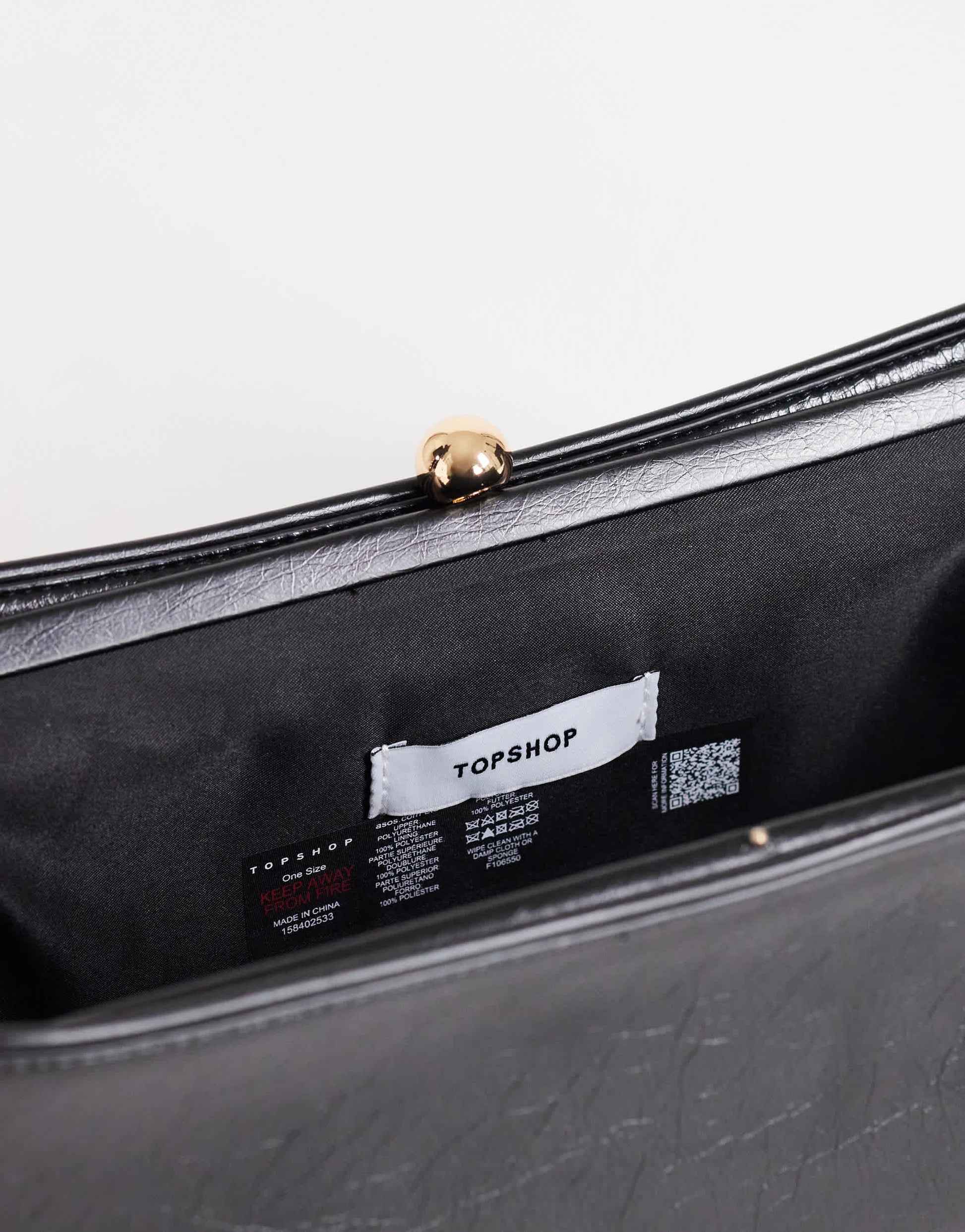 Topshop Alice medium clutch bag in black