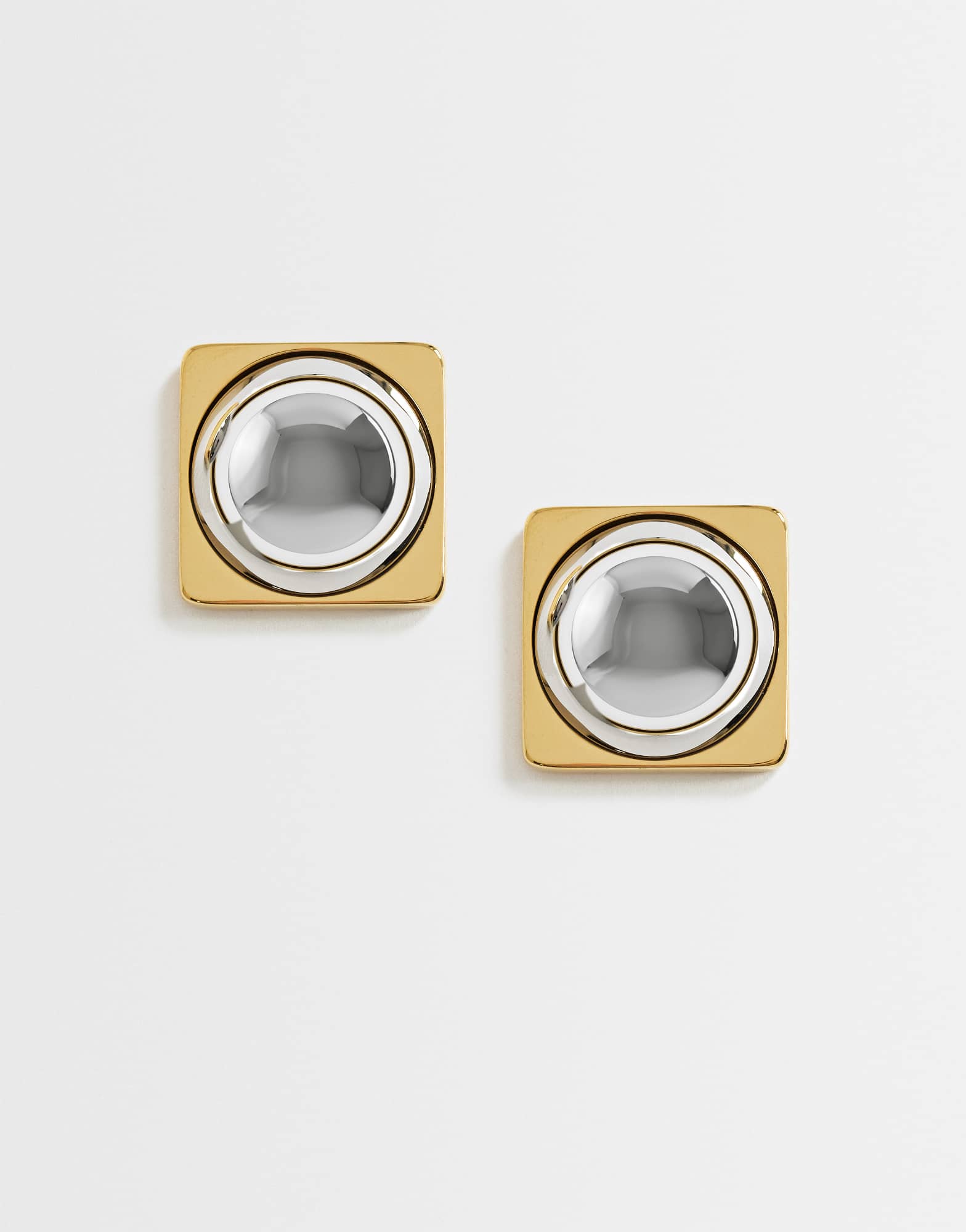 Topshop Fifi waterproof stainless steel stud 2 tone earrings in silver and gold