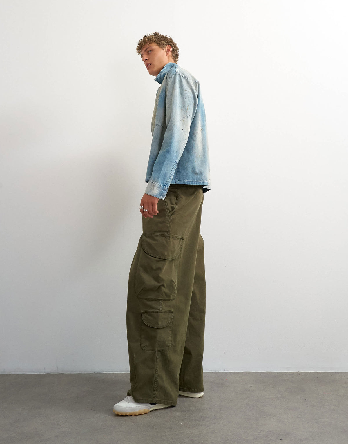 Topman balloon fit cargo trouser in khaki
