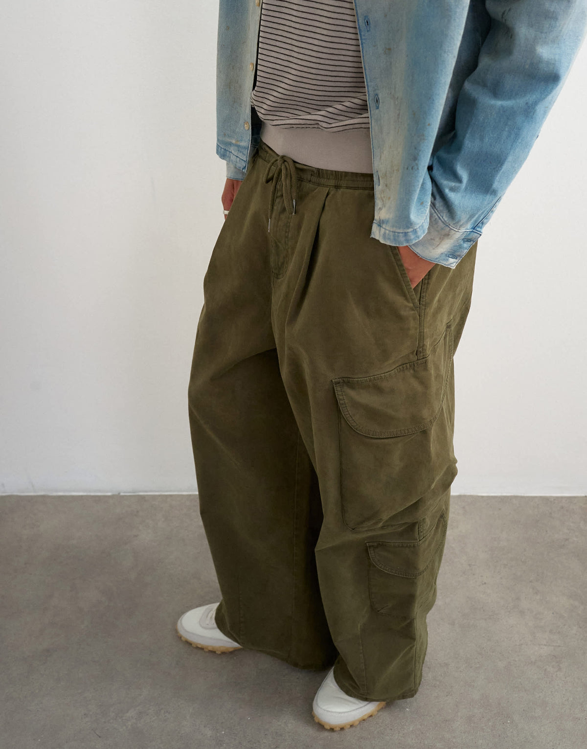 Topman balloon fit cargo trouser in khaki
