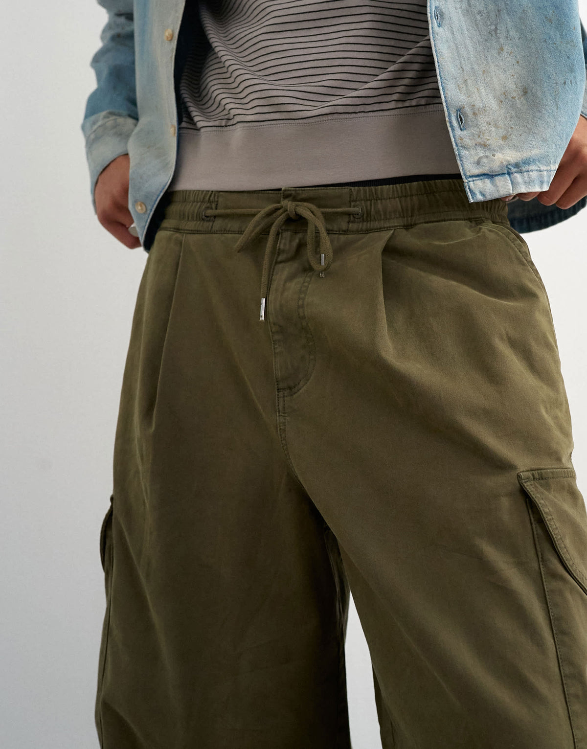 Topman balloon fit cargo trouser in khaki