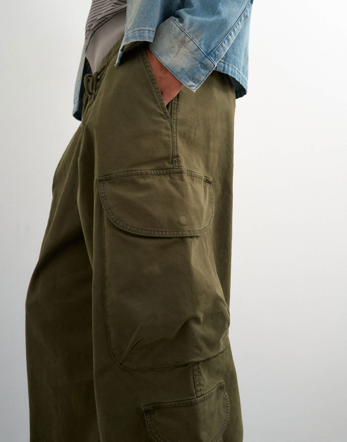 Topman balloon fit cargo trouser in khaki