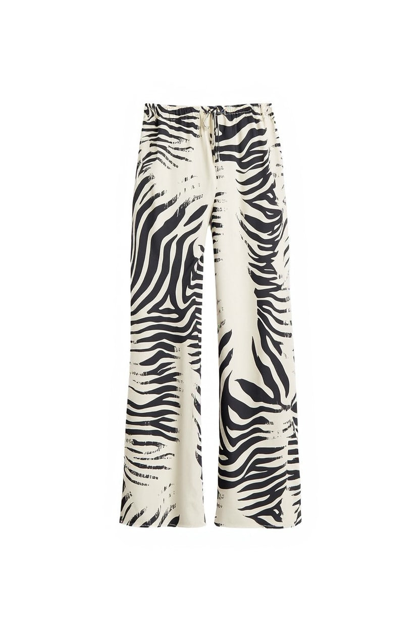 Topshop satin feel straight leg trouser in zebra print