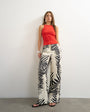 Topshop satin feel straight leg trouser in zebra print