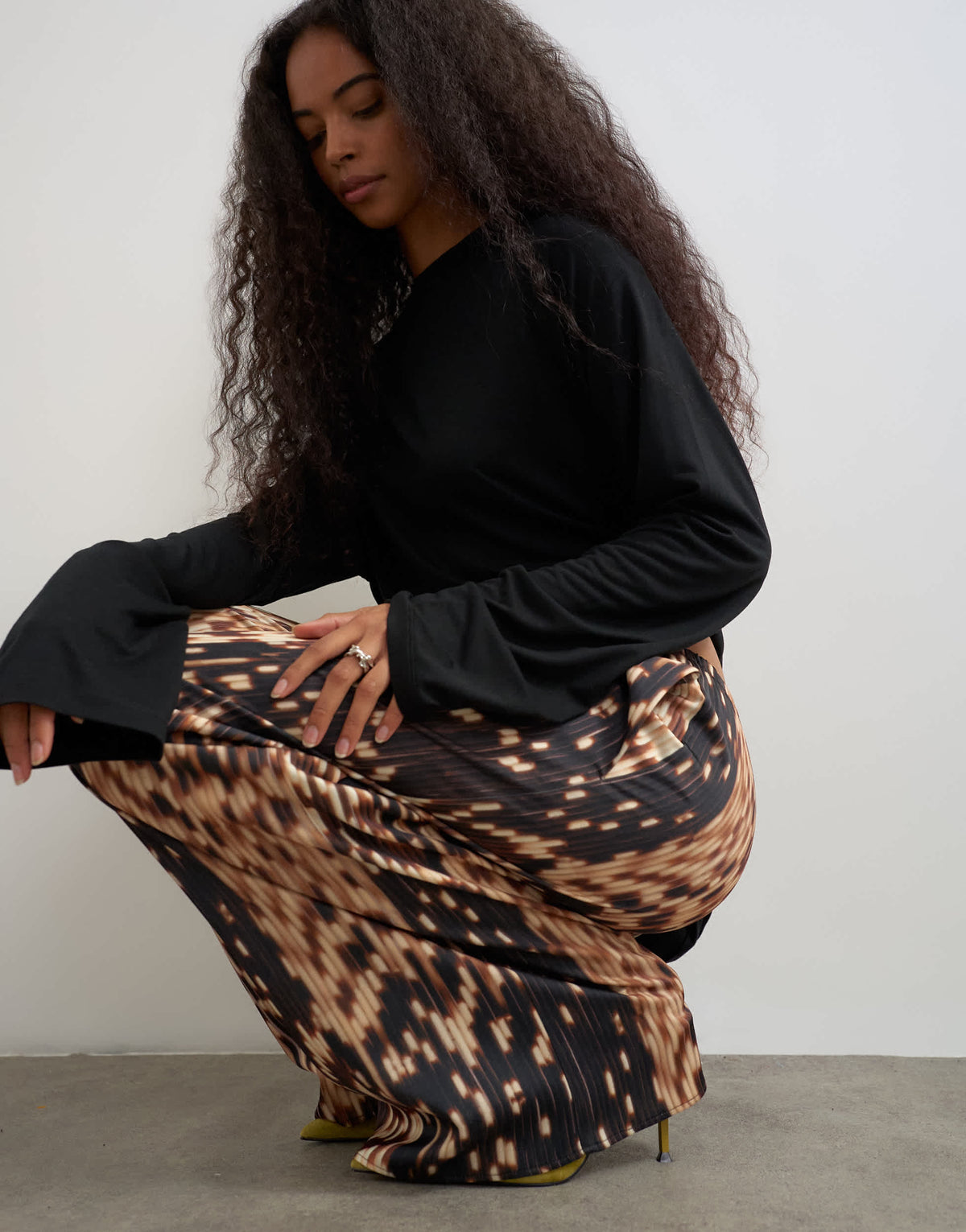 Topshop satin feel straight leg trouser in porcupine print