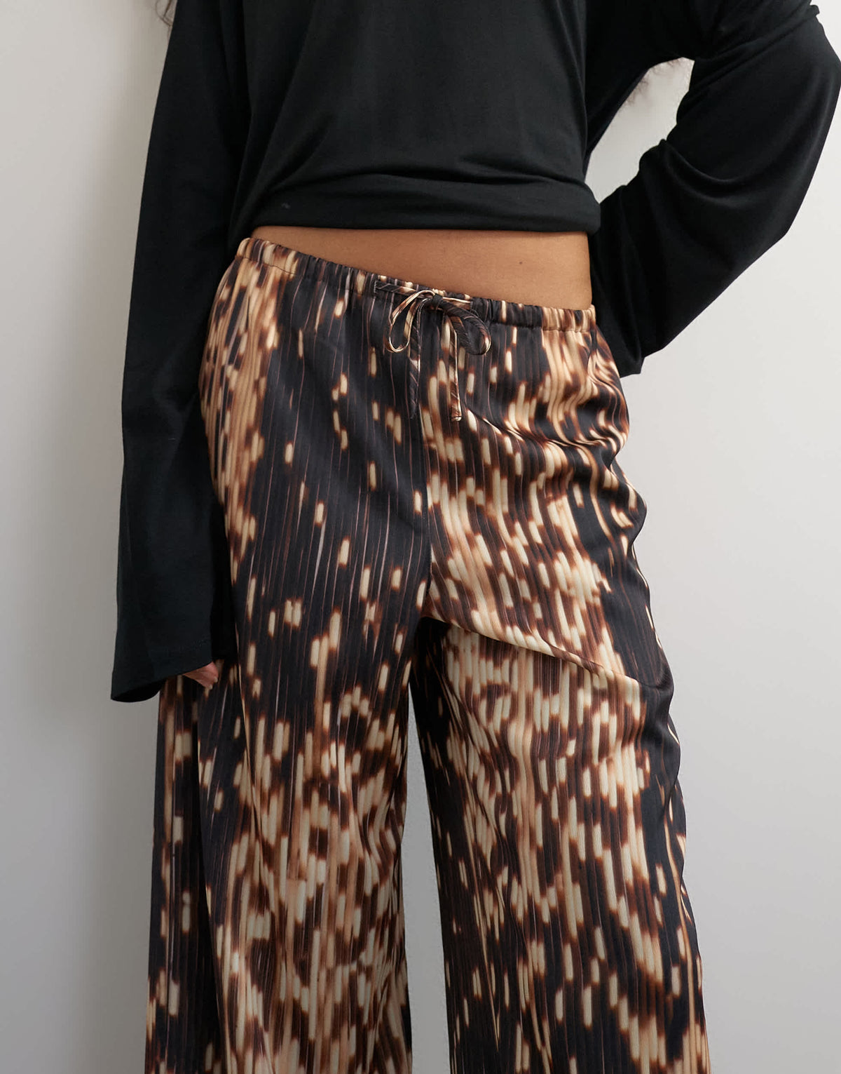 Topshop satin feel straight leg trouser in porcupine print