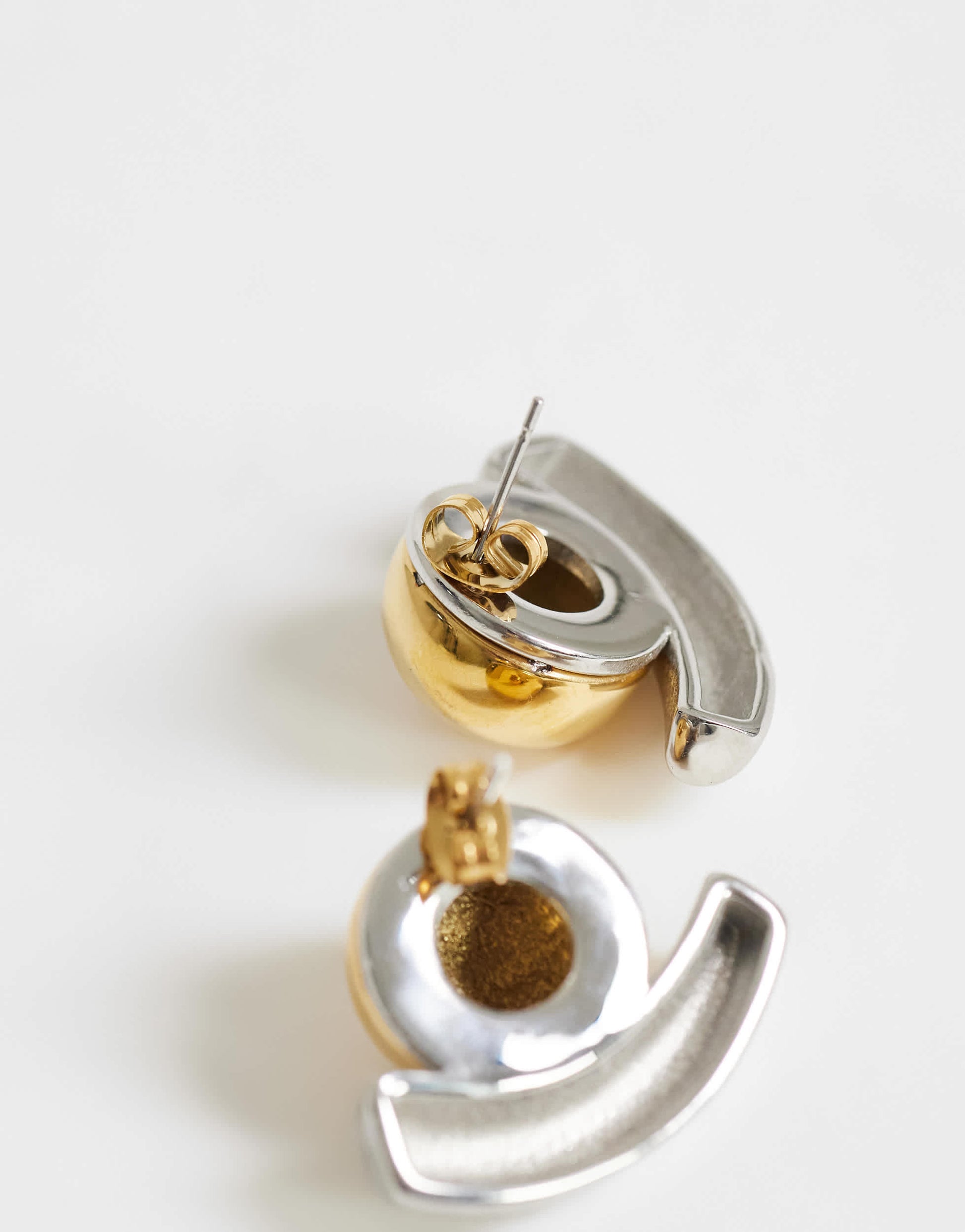 Topshop Diana stainless steel stud earrings in gold and silver