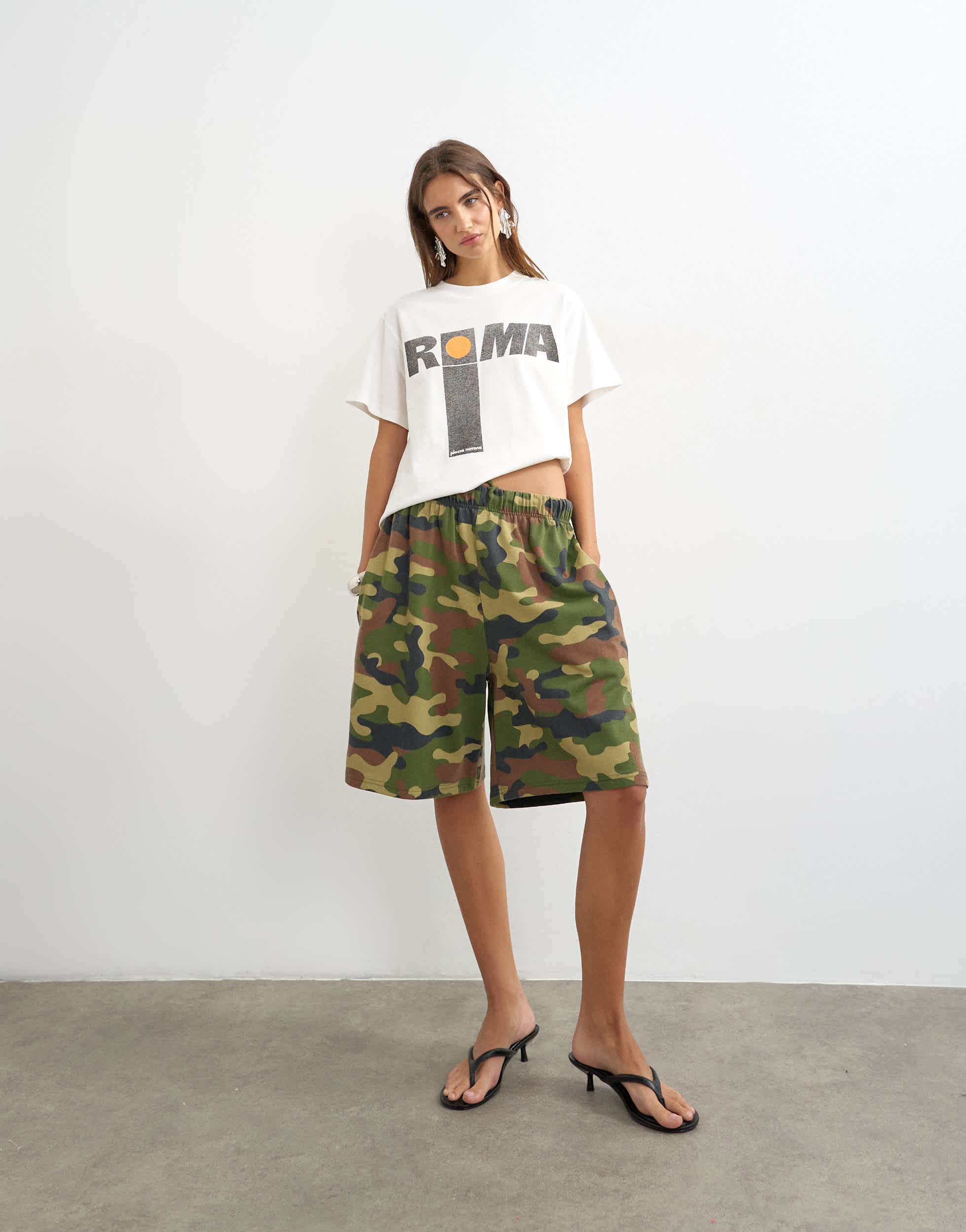 Topshop 'Roma' graphic boxy tee in white