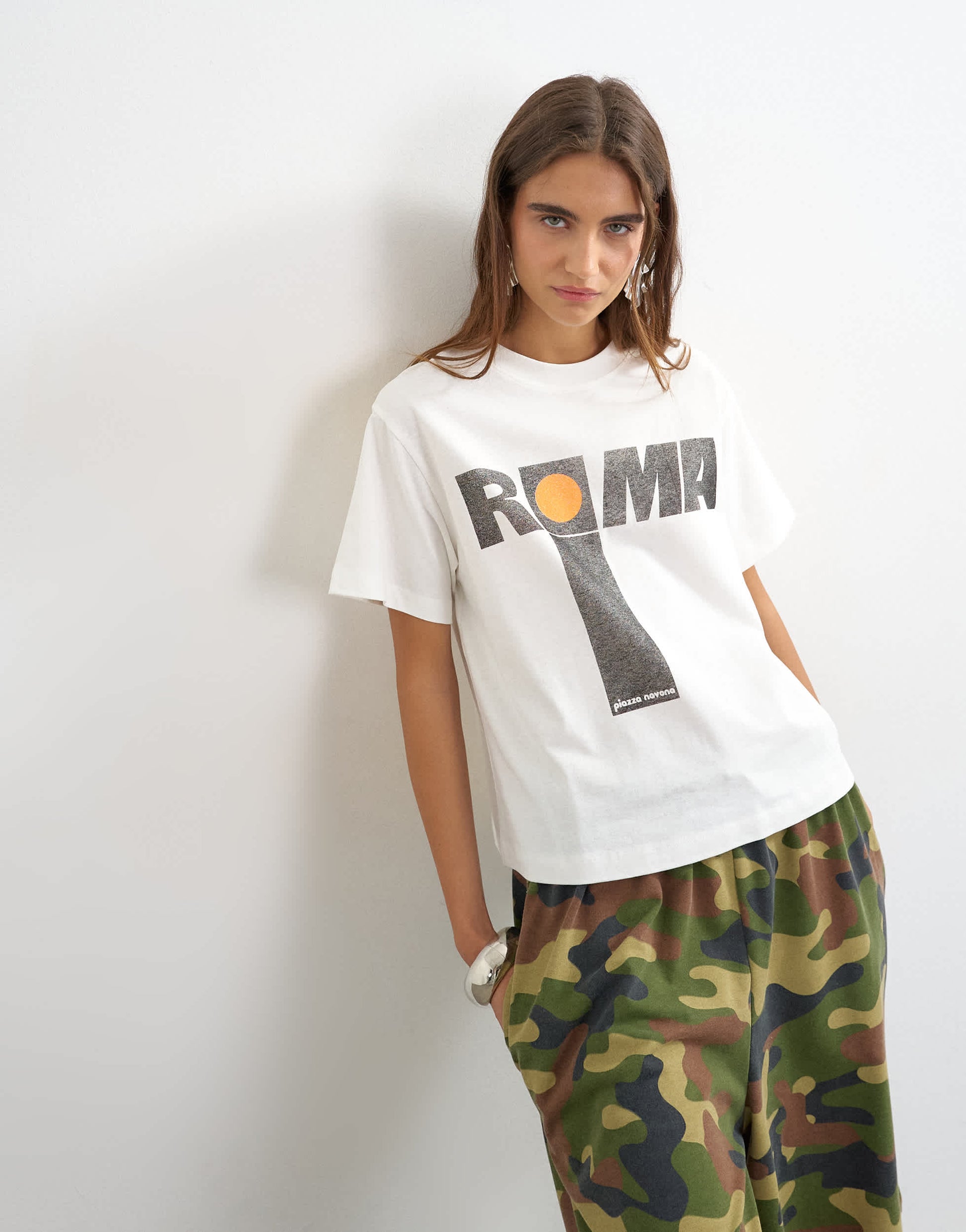 Topshop 'Roma' graphic boxy tee in white