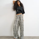 Gestreifte Plissee-Hose von Topshop in Schwarz