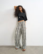 Topshop stripe plisse trouser in black