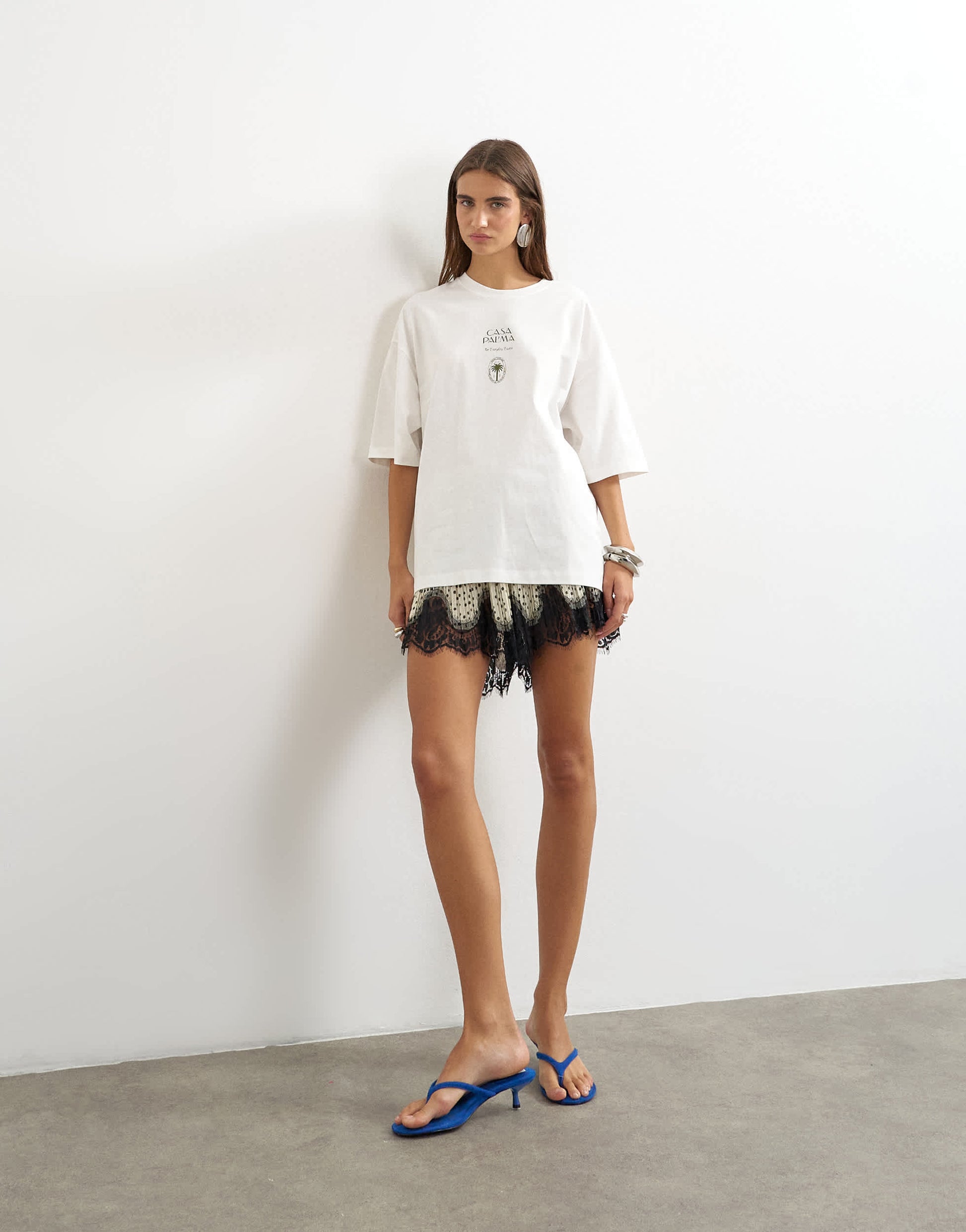 Topshop 'Casa Pal'ma' graphic oversized t-shirt in cream