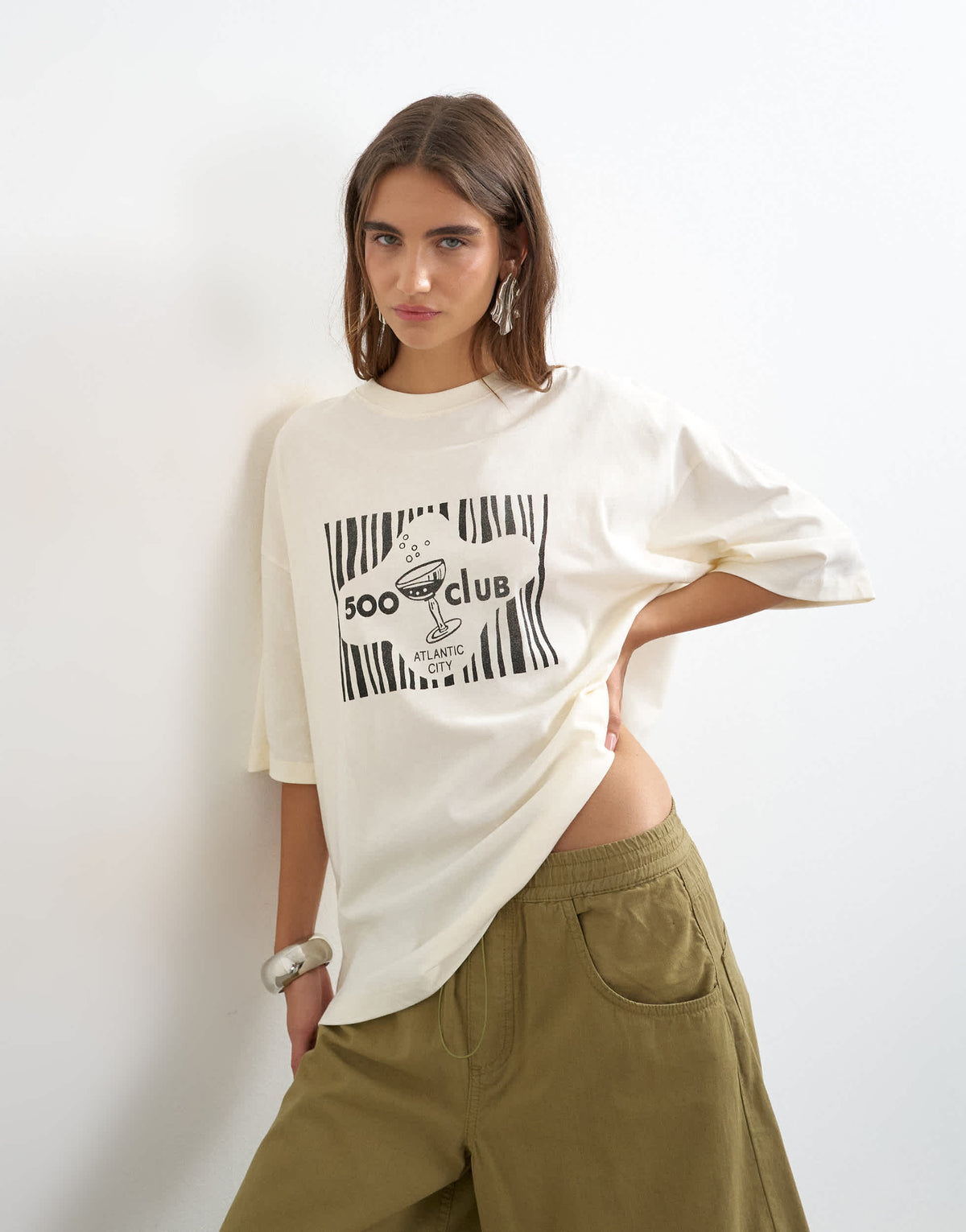 Topshop '500 Club' graphic t-shirt in ecru