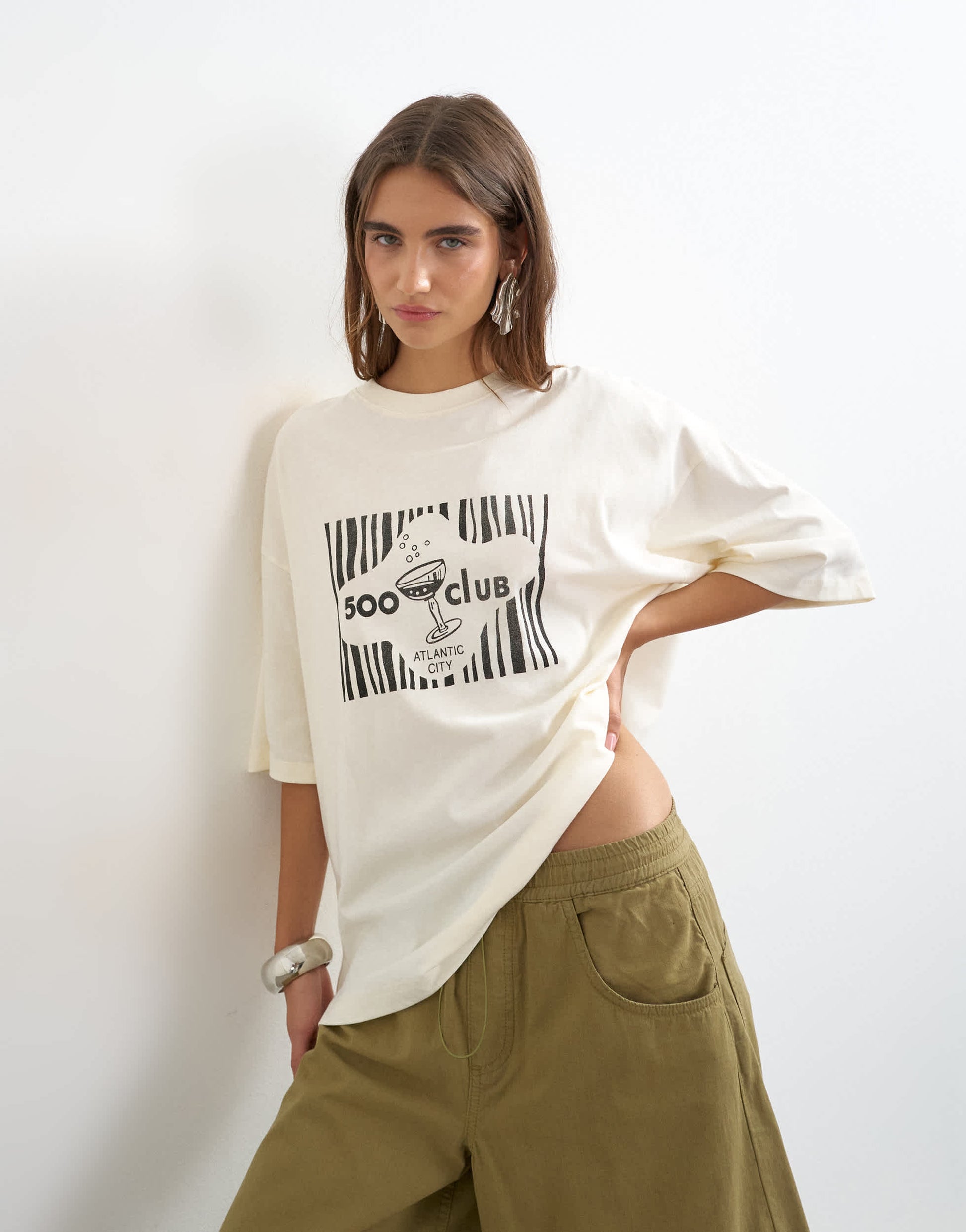 Topshop '500 Club' graphic t-shirt in ecru