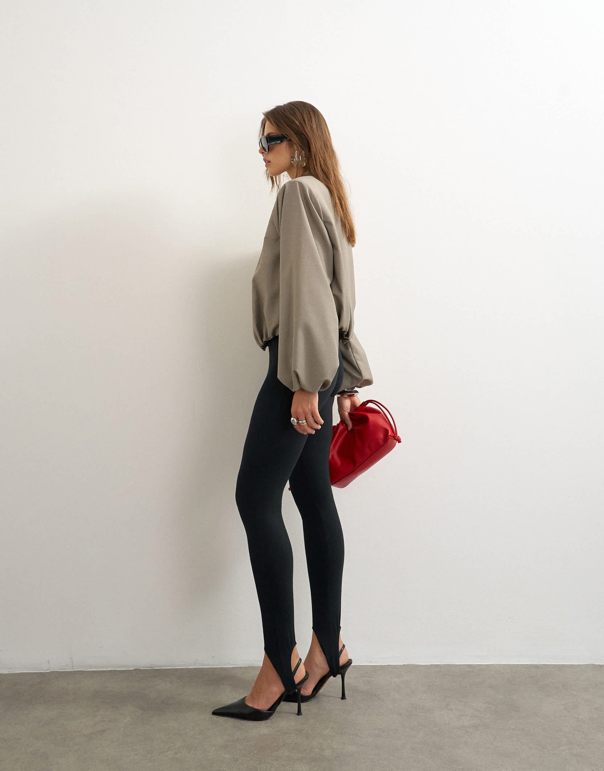 Topshop jersey stirrup leggings in black