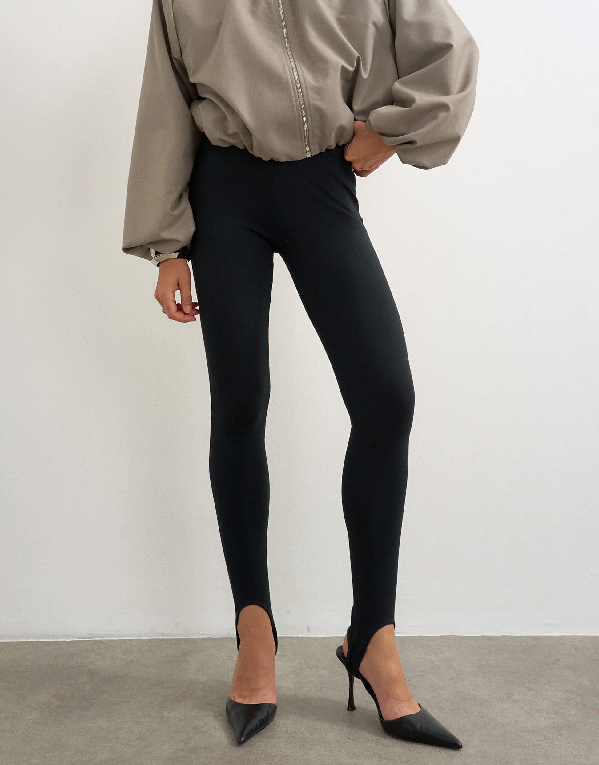 Topshop jersey stirrup leggings in black