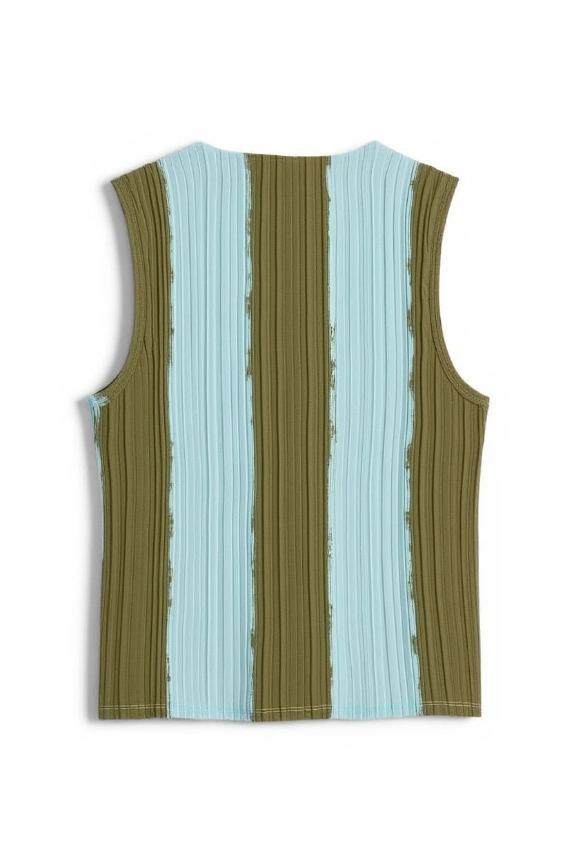 Topshop stripe plisse grown on neck tank in green