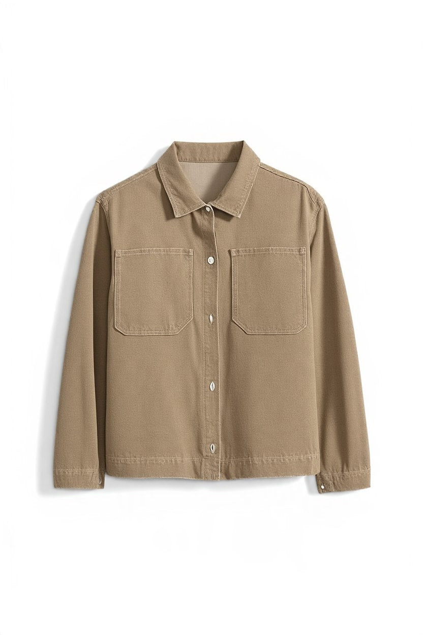 Topshop denim shacket in beige