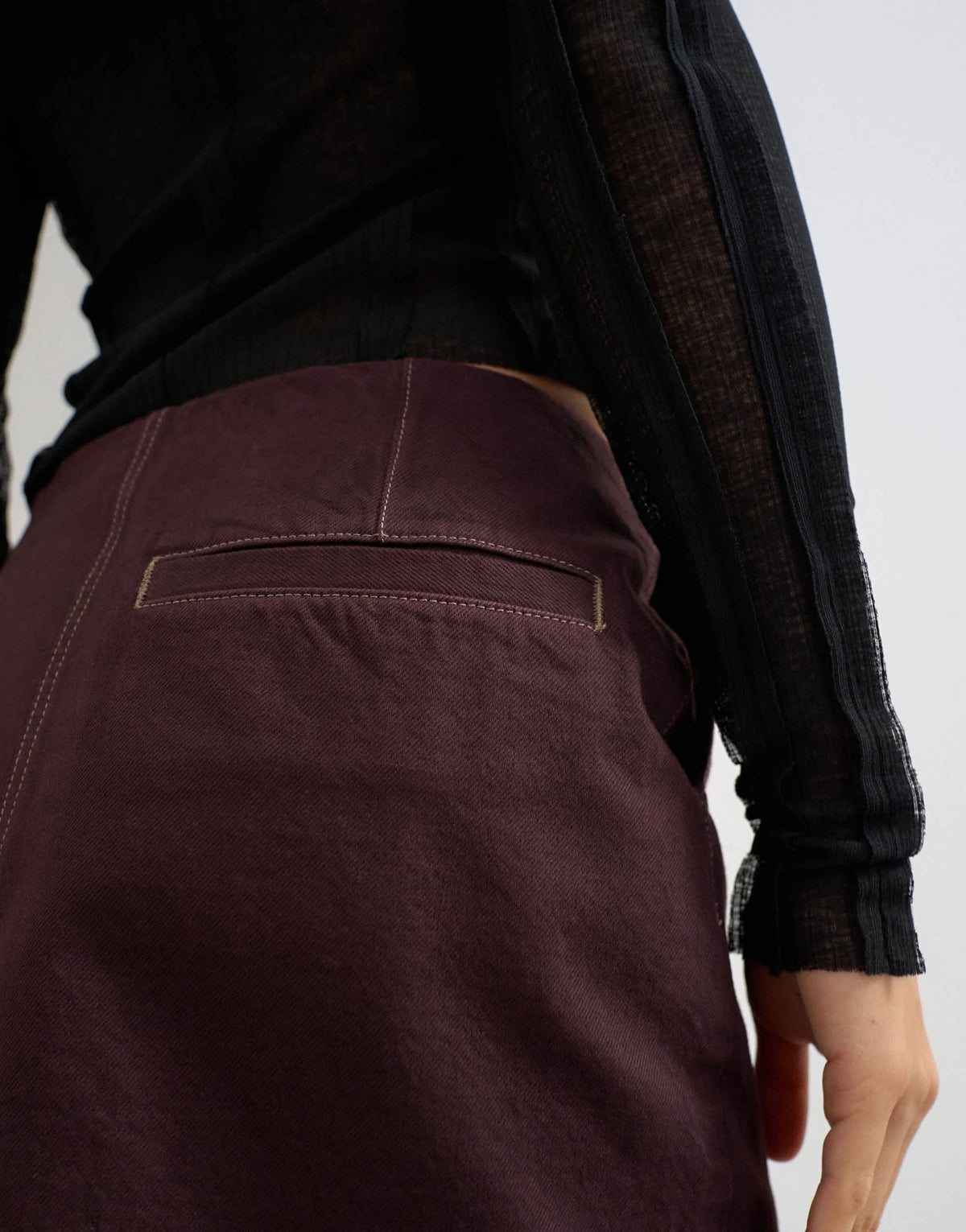 Topshop denim 90s low rise pencil skirt in aubergine
