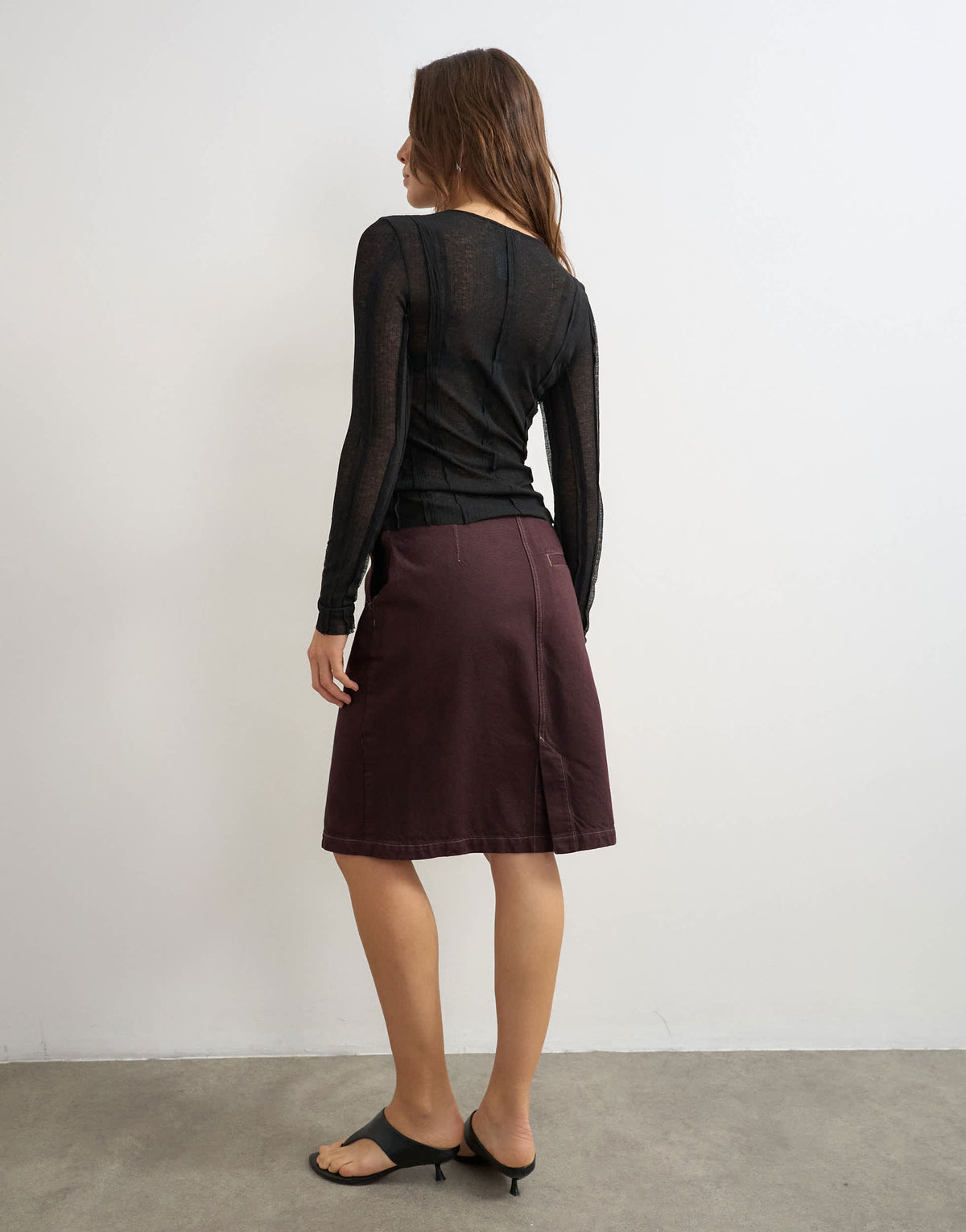 Topshop denim 90s low rise pencil skirt in aubergine