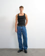 Topman premium square neck ribbed vest in black