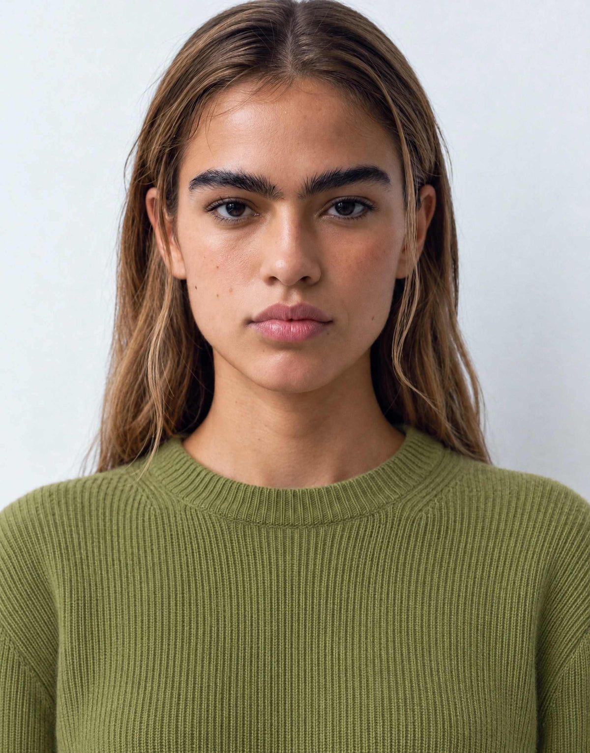 Topshop knitted premium pure lambswool soft shoulder pad jumper in green with blue tipping
