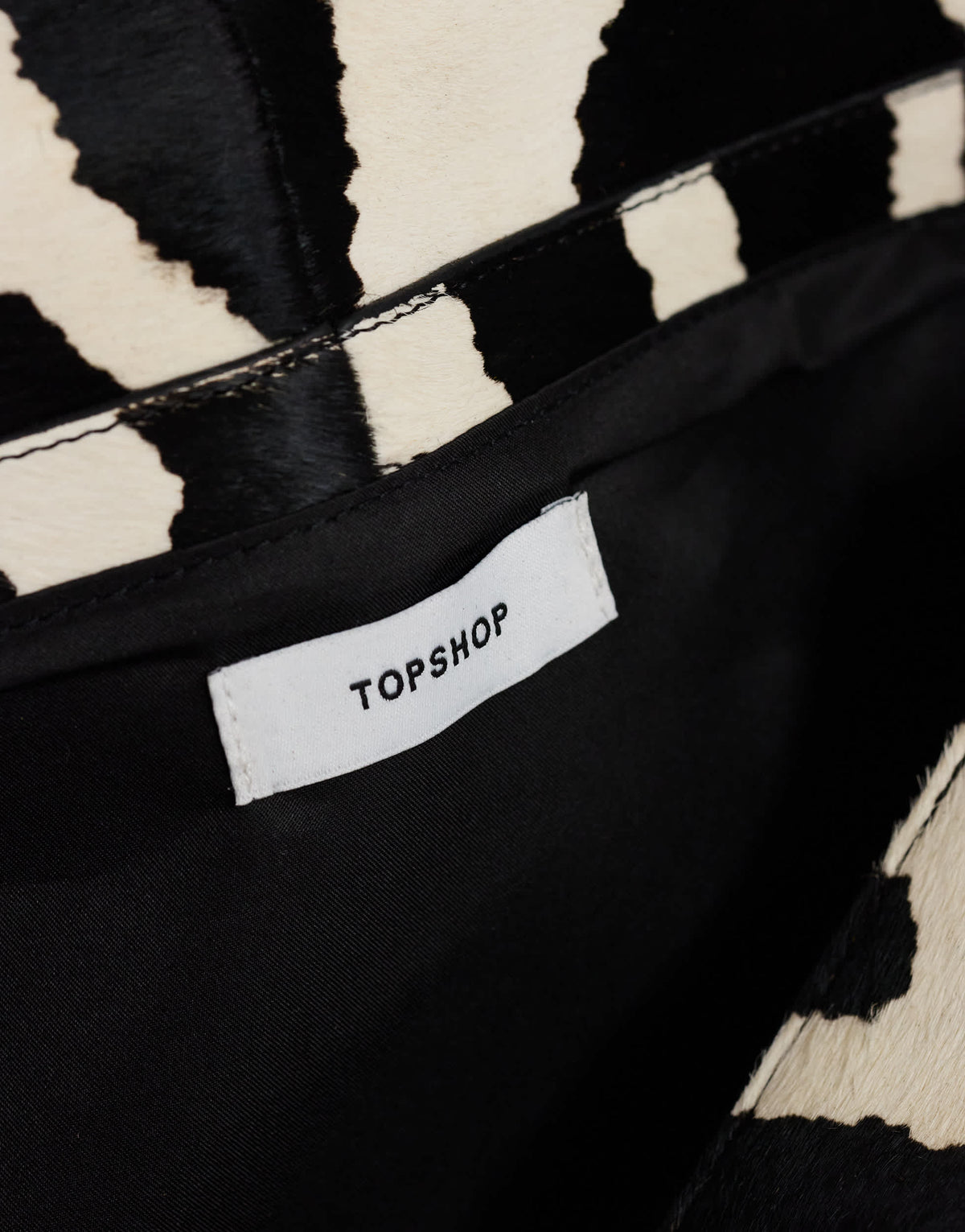 Topshop Clark medium hair on real leather fold over clutch bag in zebra