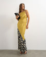 Topshop satin bias halter neck open scoop back maxi dress in colour block animal