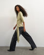 Topshop wrap waist tie detail top in khaki