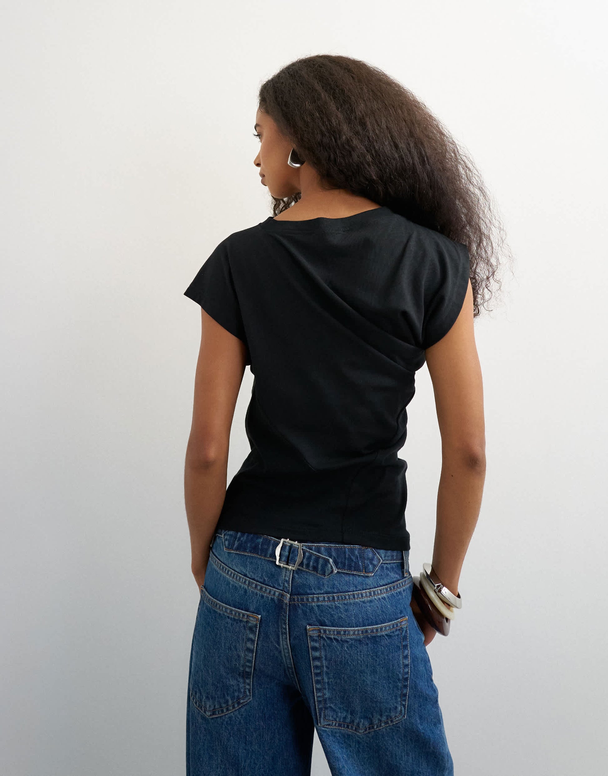 Topshop twist body tank in black