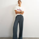 Topshop plisse jersey wide leg trouser in slate
