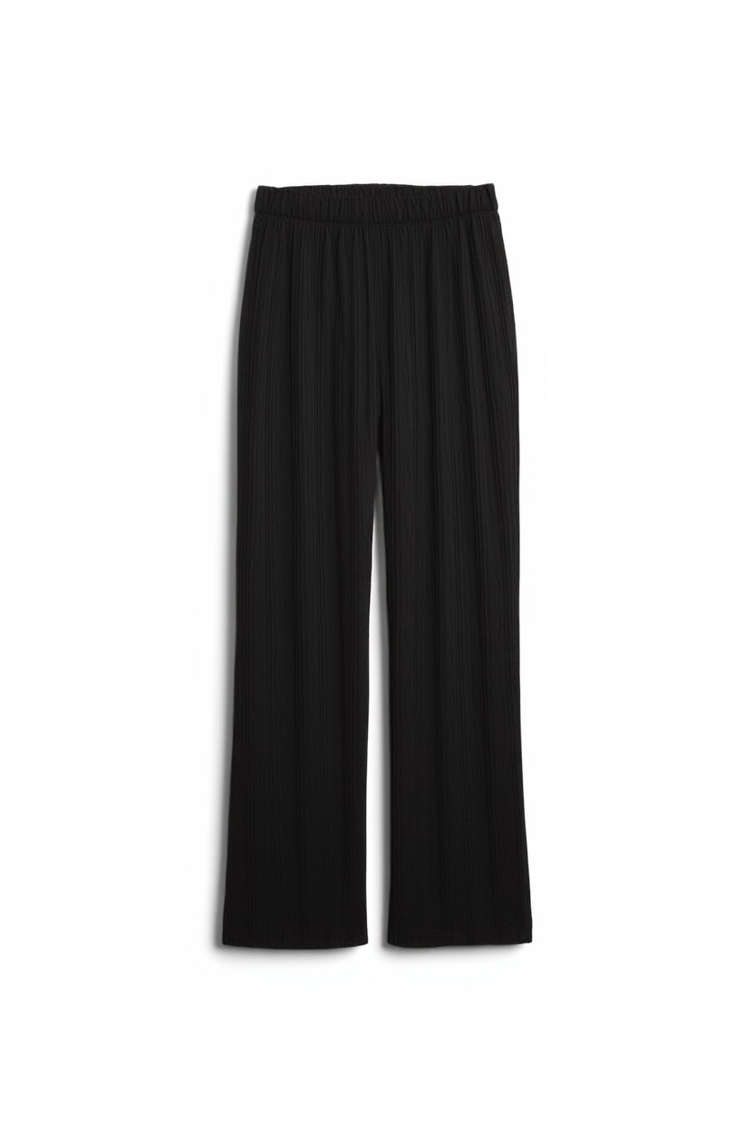 Topshop plisse jersey wide leg trouser in black