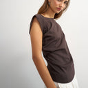 Topshop twist body tank in chocolate