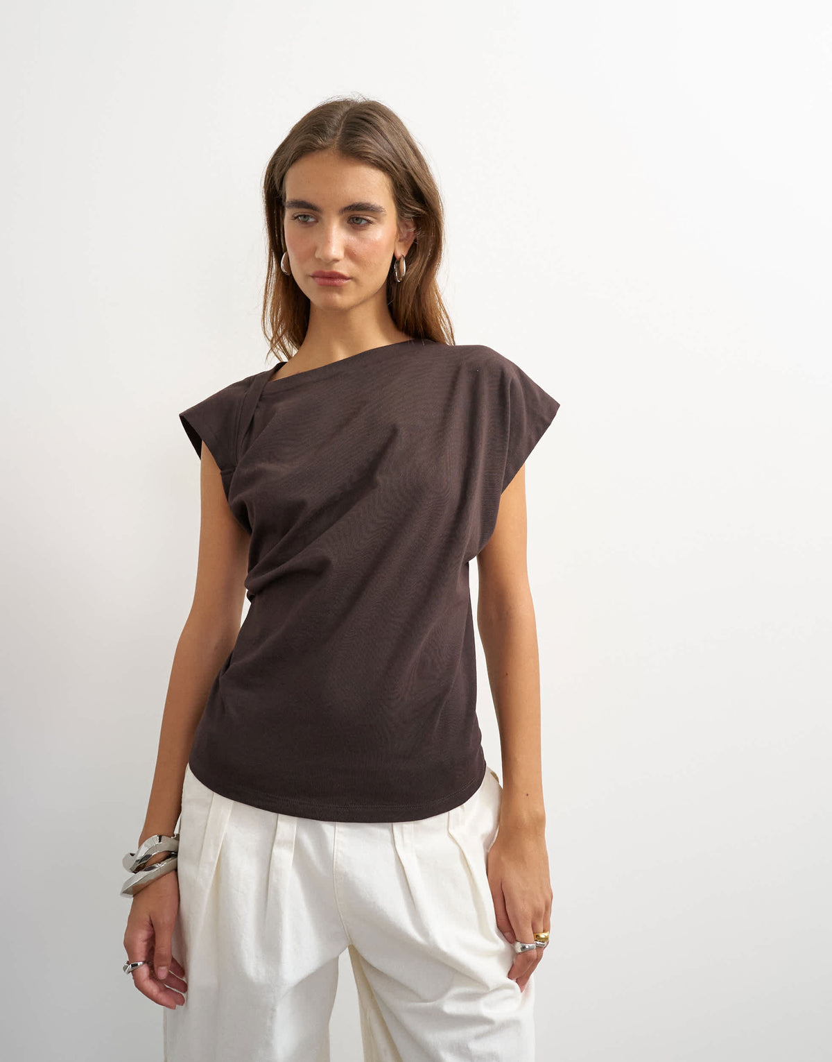 Topshop twist body tank in chocolate