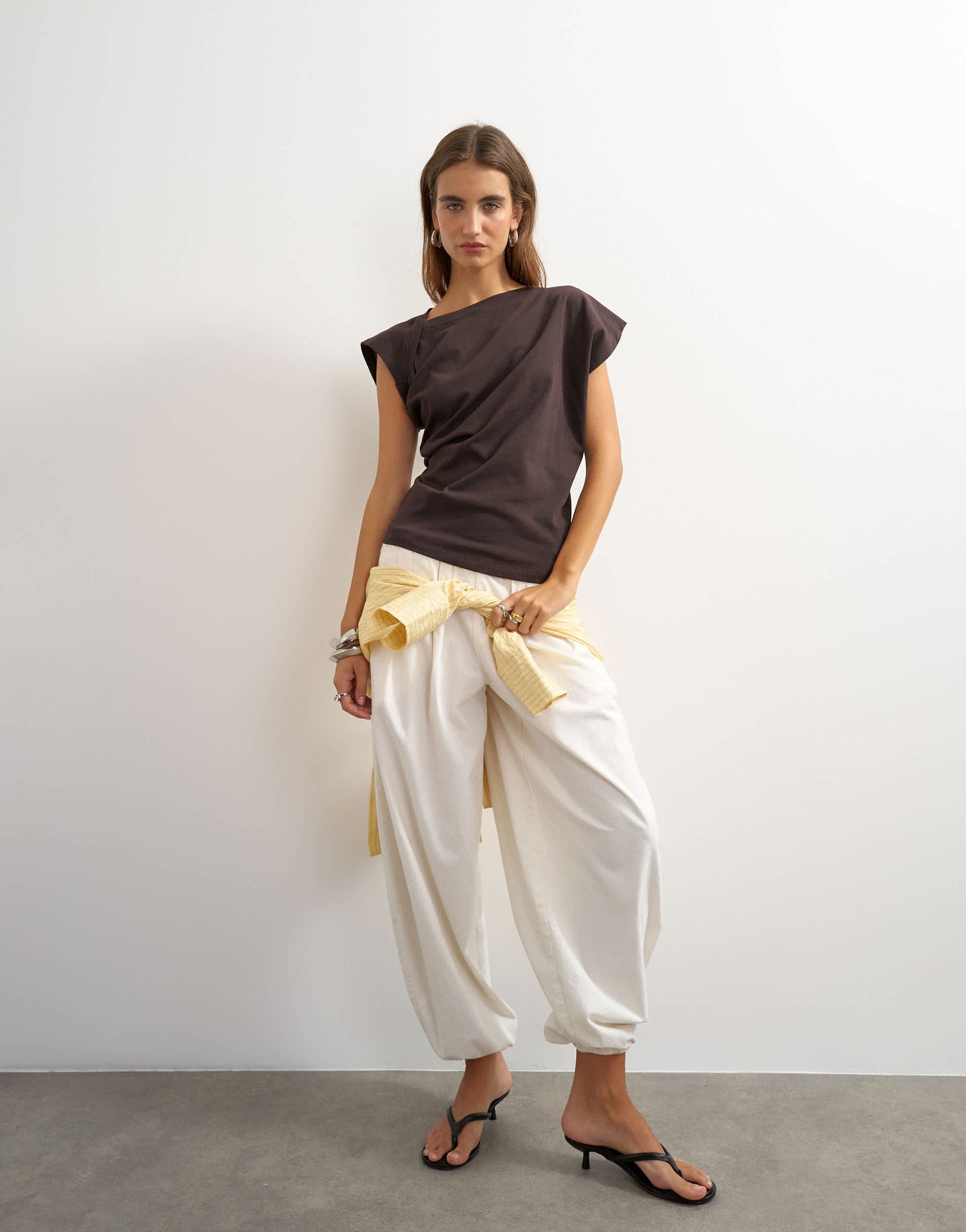 Topshop twist body tank in chocolate