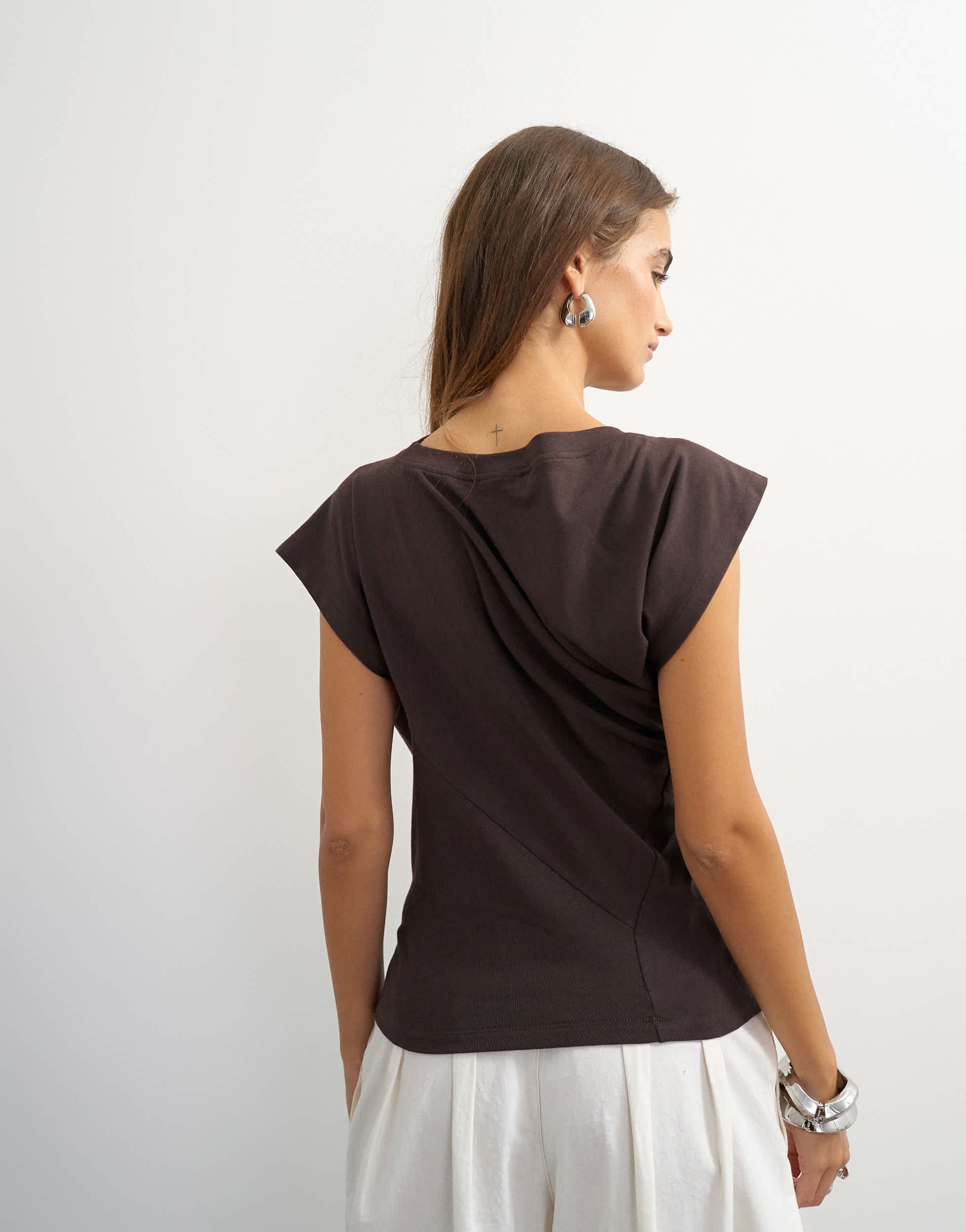 Topshop twist body tank in chocolate